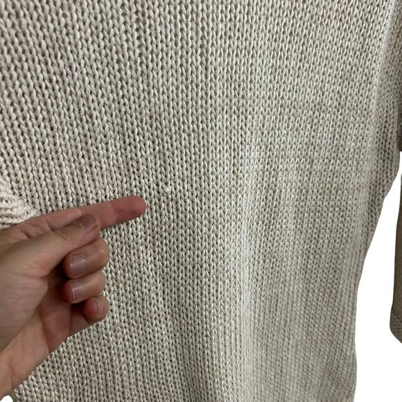 Tart Beige Open Knit Sweater M Coastal Grandma Minimalist Quiet Luxury Layering - Picture 7 of 7